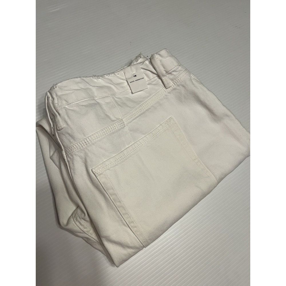 NWT Good American Sz 16 90's Duster Natural Fray Distressed High Rise White Jean